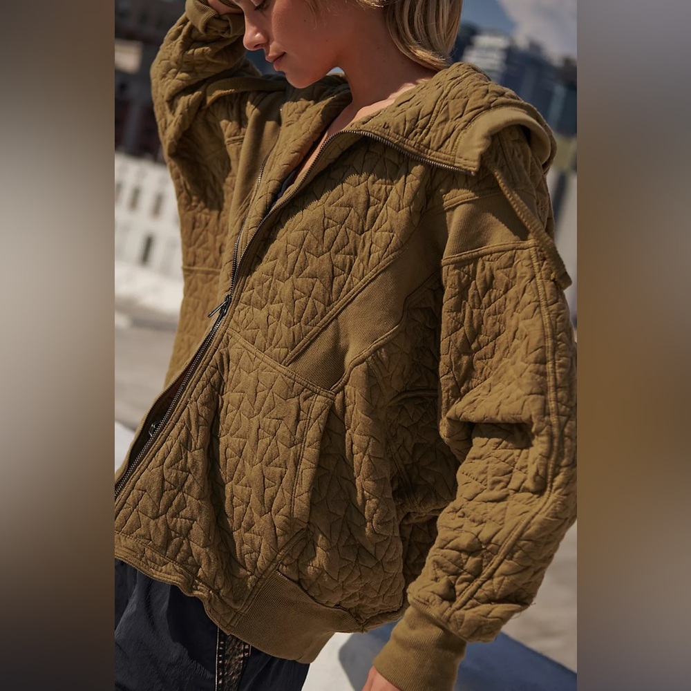 FP Movement by Free People All Your Love Brown Quilted Hoodie